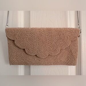 Lulus Champagne Beaded Clutch